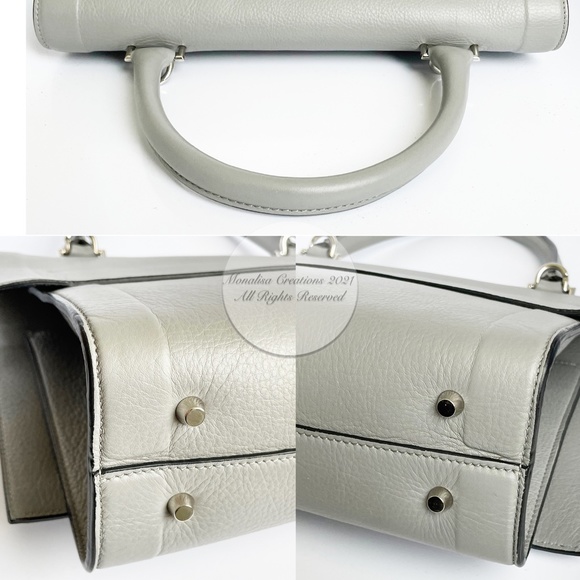 Givenchy Mini Shark Tooth Bag Satchel Top Handle Gray Leather SHW with COA - Picture 11 of 15